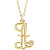 14K Yellow .02 CT Diamond Script Initial A 16-18" Necklace - Siddiqui Jewelers