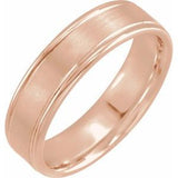 14K Rose 6 mm Grooved Band Size 10 - Siddiqui Jewelers