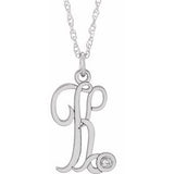 14K White .02 CT Diamond Script Initial K 16-18" Necklace - Siddiqui Jewelers