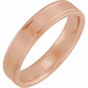14K Rose 5 mm Grooved Band Size 10 - Siddiqui Jewelers