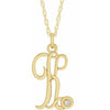 14K Yellow Gold-Plated .02 CT Diamond Script Initial K 16-18" Necklace - Siddiqui Jewelers