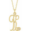 14K Yellow .02 CT Diamond Script Initial K 16-18" Necklace - Siddiqui Jewelers