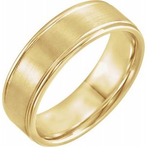 14K Yellow 7 mm Grooved Band Size 10.5 - Siddiqui Jewelers