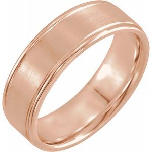 14K Rose 7 mm Grooved Band Size 10 - Siddiqui Jewelers