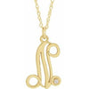 14K Yellow Gold-Plated .02 CT Diamond Script Initial N 16-18" Necklace - Siddiqui Jewelers