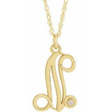 14K Yellow .02 CT Diamond Script Initial N 16-18" Necklace - Siddiqui Jewelers