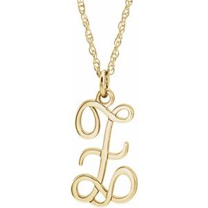 14K Yellow Gold-Plated Sterling Silver Script Initial Z 16-18" Necklace - Siddiqui Jewelers