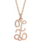 14K Rose Script Initial Z 16-18" Necklace - Siddiqui Jewelers