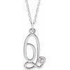 Sterling Silver .02 CT Diamond Script Initial Q 16-18" Necklace - Siddiqui Jewelers