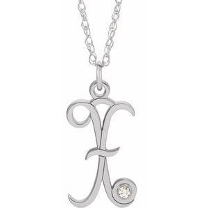 Sterling Silver .02 CT Diamond Script Initial X 16-18" Necklace - Siddiqui Jewelers
