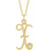 14K Yellow .02 CT Diamond Script Initial X 16-18" Necklace - Siddiqui Jewelers