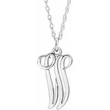 14K White Script Initial W 16-18" Necklace - Siddiqui Jewelers