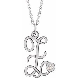 Sterling Silver .02 CT Diamond Script Initial Z 16-18" Necklace - Siddiqui Jewelers