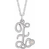 14K White .02 CT Diamond Script Initial Z 16-18" Necklace - Siddiqui Jewelers