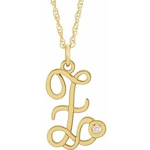 14K Yellow .02 CT Diamond Script Initial Z 16-18" Necklace - Siddiqui Jewelers