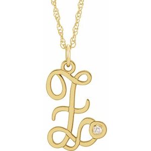 14K Yellow Gold-Plated .02 CT Diamond Script Initial Z 16-18" Necklace - Siddiqui Jewelers