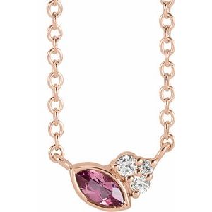 14K Rose Pink Tourmaline & .03 CTW Diamond 18" Necklace - Siddiqui Jewelers