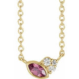 14K Yellow Pink Tourmaline & .03 CTW Diamond 18" Necklace - Siddiqui Jewelers