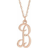 14K Rose Gold-Plated Sterling Silver Script Initial B 16-18" Necklace - Siddiqui Jewelers