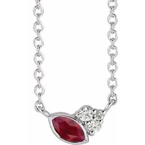 14K White Ruby & .03 CTW Diamond 18" Necklace - Siddiqui Jewelers