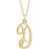 14K Yellow Gold-Plated Sterling Silver Script Initial D 16-18" Necklace - Siddiqui Jewelers