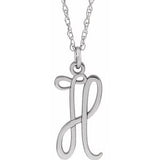 Sterling Silver Script Initial H 16-18" Necklace - Siddiqui Jewelers