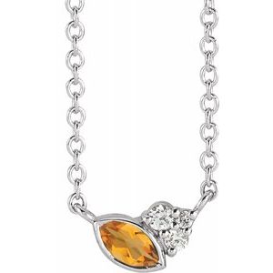 Sterling Silver Citrine & .03 CTW Diamond 16" Necklace - Siddiqui Jewelers