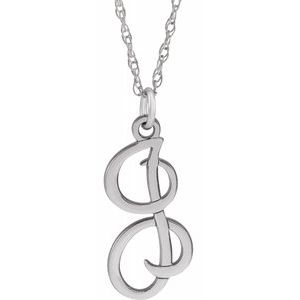 Sterling Silver Script Initial I 16-18" Necklace - Siddiqui Jewelers