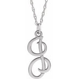 14K White Script Initial I 16-18" Necklace - Siddiqui Jewelers