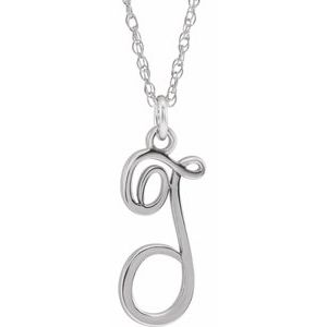 Sterling Silver Script Initial T 16-18" Necklace - Siddiqui Jewelers