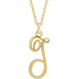 14K Yellow Gold-Plated Sterling Silver Script Initial T 16-18" Necklace - Siddiqui Jewelers