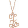 14K Rose Gold-Plated Sterling Silver .02 CT Diamond Script Initial Z 16-18" Necklace - Siddiqui Jewelers