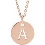 18K Rose Gold-Plated Sterling Silver Initial A 10 mm Disc 16-18" Necklace-Siddiqui Jewelers