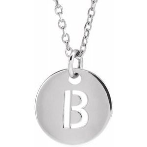 Sterling Silver Initial B 10 mm Disc 16-18" Necklace-Siddiqui Jewelers