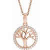 14K Rose 1/5 CTW Diamond Tree of Life 16-18" Necklace - Siddiqui Jewelers