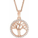 14K Rose 1/5 CTW Diamond Tree of Life 16-18" Necklace - Siddiqui Jewelers