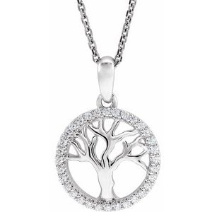 14K White 1/5 CTW Diamond Tree of Life 16-18" Necklace - Siddiqui Jewelers
