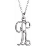 14K White Script Initial K 16-18" Necklace - Siddiqui Jewelers