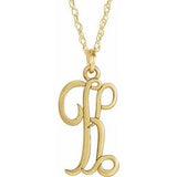 14K Yellow Gold-Plated Sterling Silver Script Initial K 16-18" Necklace - Siddiqui Jewelers