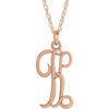 14K Rose Gold-Plated Sterling Silver Script Initial K 16-18" Necklace - Siddiqui Jewelers