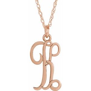 14K Rose Script Initial K 16-18" Necklace - Siddiqui Jewelers