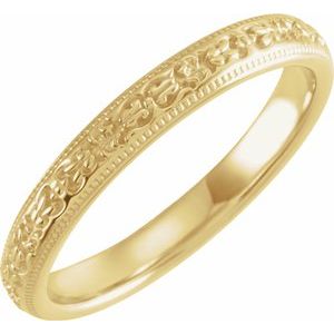 14K Yellow 3 mm Patterned Band Size 7 - Siddiqui Jewelers