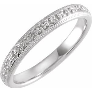 14K White 3 mm Patterned Band Size 7 - Siddiqui Jewelers