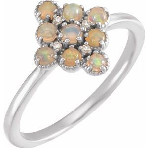 14K White Ethiopian Opal & .02 CTW Diamond Ring - Siddiqui Jewelers