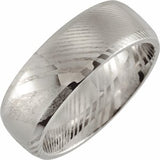 Damascus Steel 8 mm Patterned Beveled-Edge Band Size 11.5 - Siddiqui Jewelers