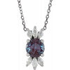 14K White Chatham® Lab-Created Alexandrite & 1/4 CTW Diamond 16-18" Necklace - Siddiqui Jewelers