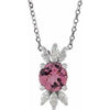 14K White Pink Tourmaline & 1/4 CTW Diamond 16-18" Necklace - Siddiqui Jewelers