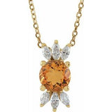 14K Yellow Citrine & 1/4 CTW Diamond 16-18" Necklace - Siddiqui Jewelers