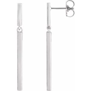 Sterling Silver 25.9x1.8 mm Articulated Bar Earrings - Siddiqui Jewelers