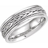 14K White 6.75 mm Woven Band Size 10 - Siddiqui Jewelers